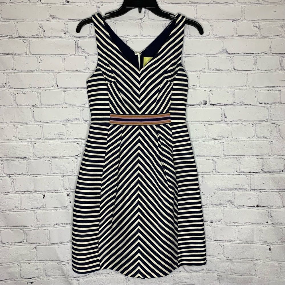 Anthropologie Maeve navy and white miter stripe sleeveless dress - Picture 3 of 16